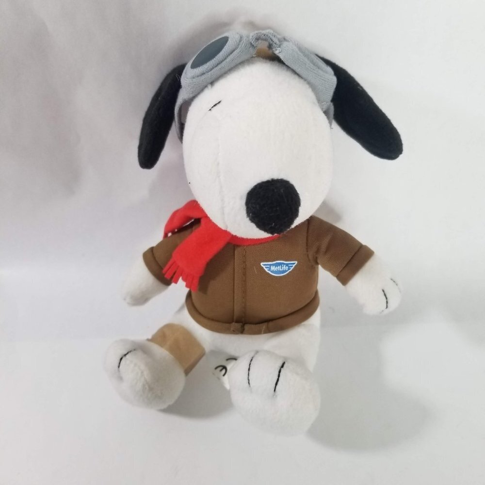 Metropolitan Met Life Peanuts Aviator Snoopy Stuffed Plush Animal Toy Doll 7"
